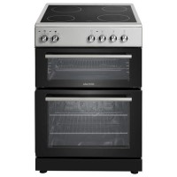 electriQ 60cm Double Oven Electric Cooker - Silver
