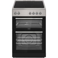 electriQ 60cm Double Oven Electric Cooker - Silver