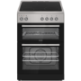 electriQ 60cm Double Oven Electric Cooker - Silver