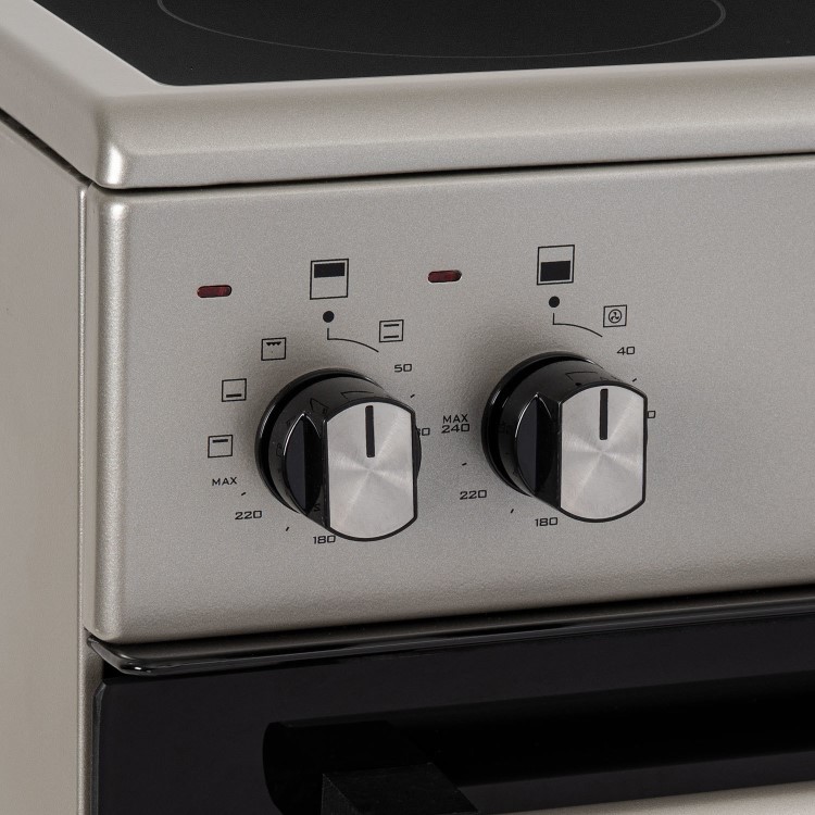 electriQ 60cm Double Oven Electric Cooker - Silver