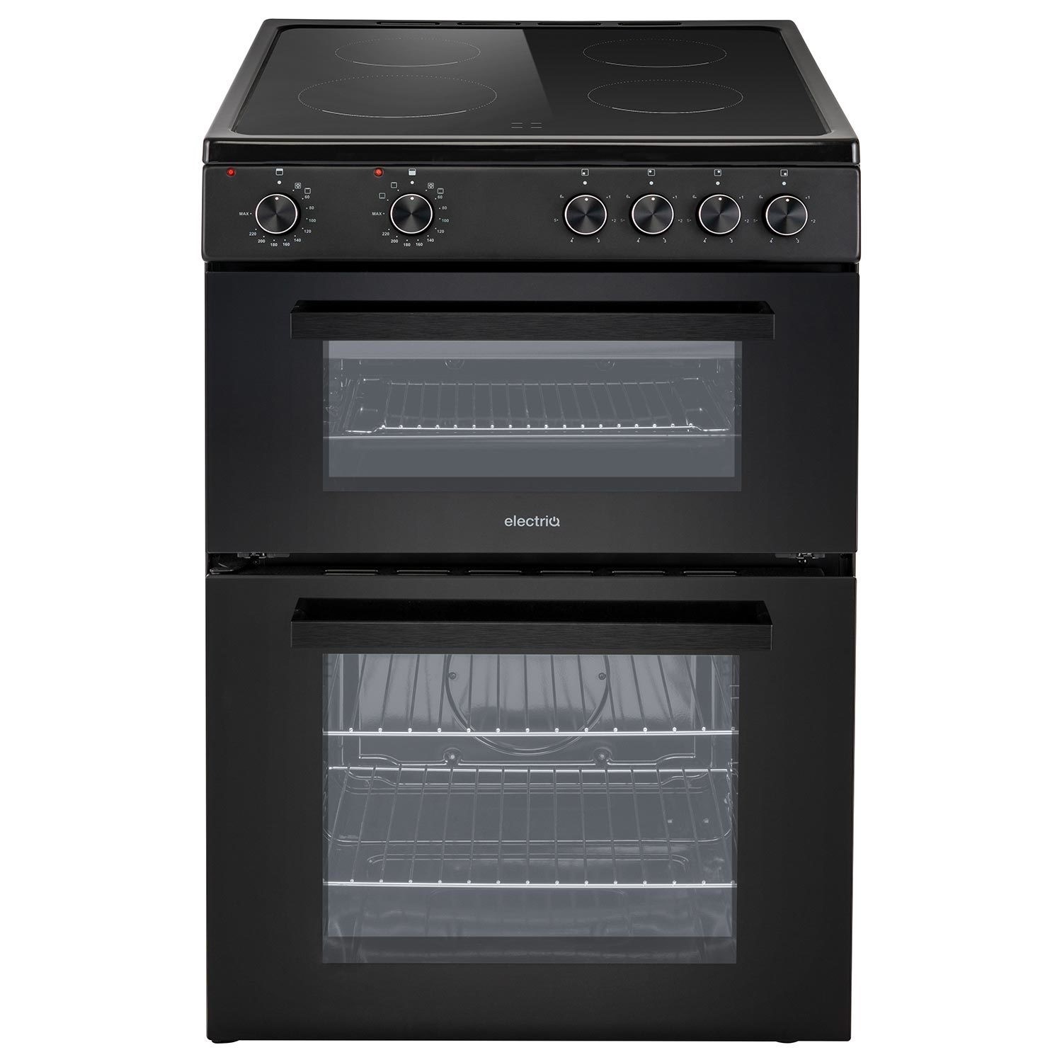 electriQ 60cm Twin Cavity Electric Cooker - Black EQEC60TWB4 ...