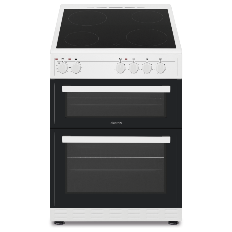 electriQ 60cm Double Oven Electric Cooker - White