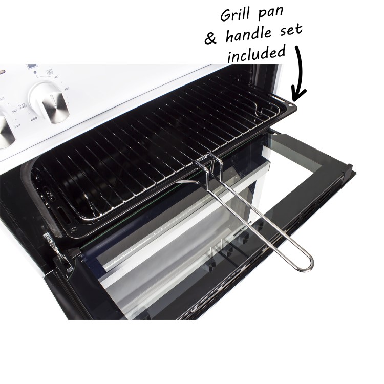 electriQ 60cm Double Oven Electric Cooker - White