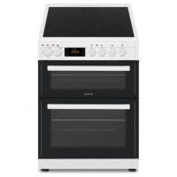 GRADE A2 - electriQ 60cm Double Electric Cooker with Ceramic Hob & Timer in White