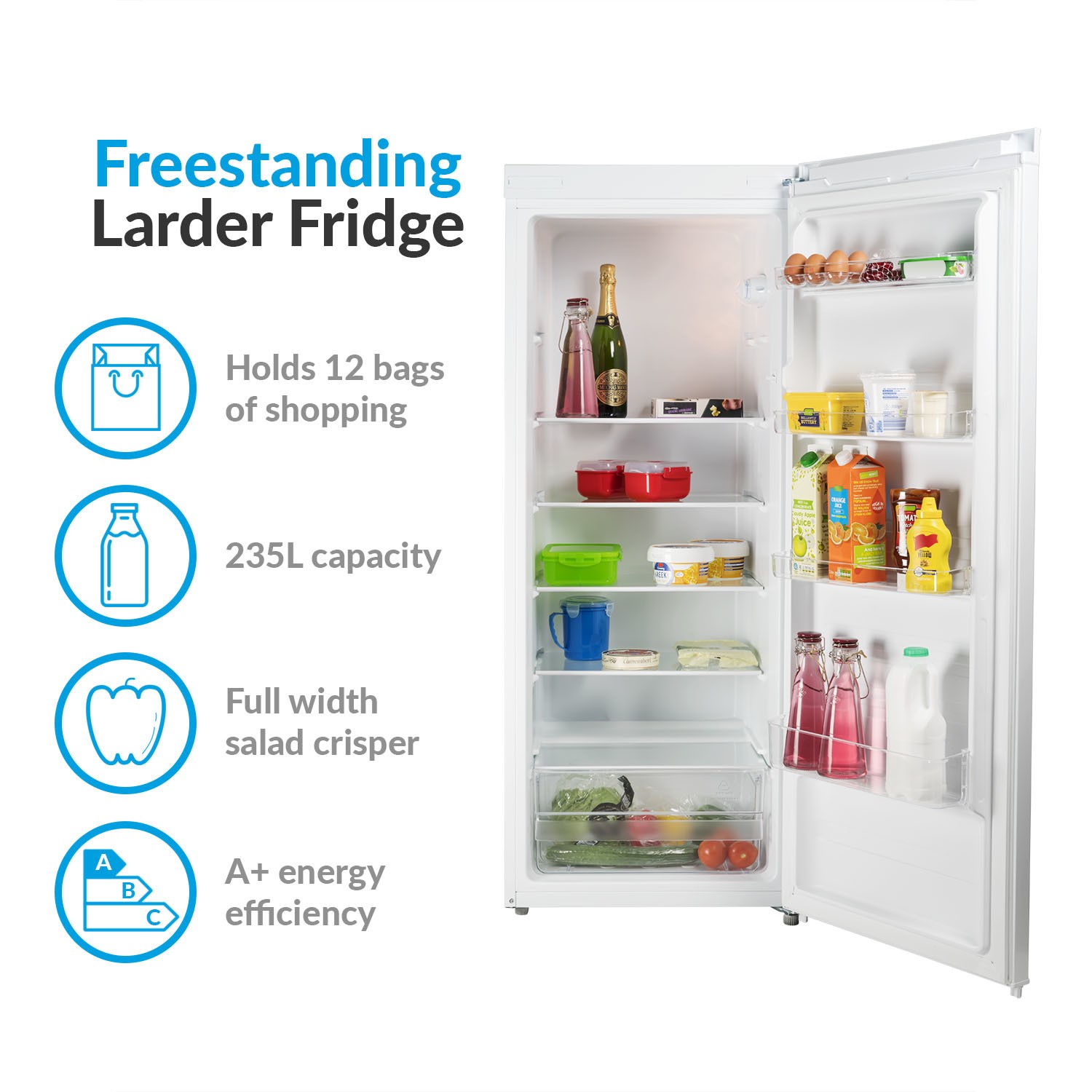 freestanding tall larder fridge 55cm wide