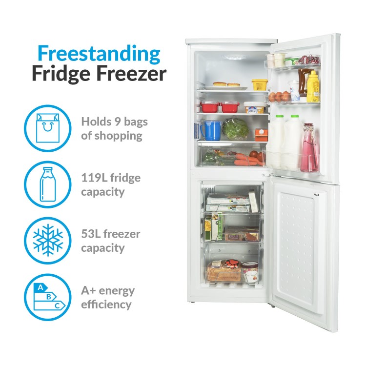 GRADE A2 - electriQ EQFS50152FF 172 Litre Freestanding Fridge Freezer 50/50 Split Frost Free 50cm Wide - White