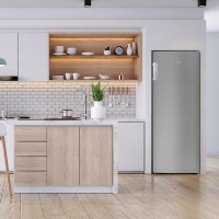 Refurbished electriQ EQFSF144FFINOXVE1 Freestanding 166 Litre Upright Frost Free Freezer Stainless Steel