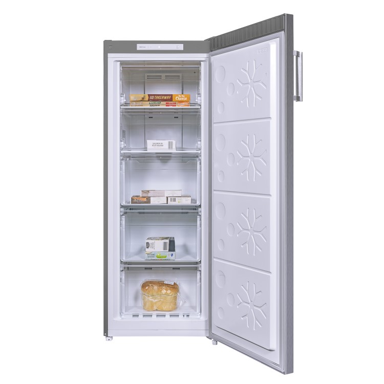 Refurbished electriQ EQFSF144FFINOXVE1 Freestanding 166 Litre Upright Frost Free Freezer Stainless Steel