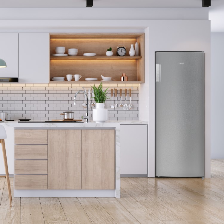 Refurbished electriQ EQFSF144FFINOXVE1 Freestanding 166 Litre Upright Frost Free Freezer Stainless Steel