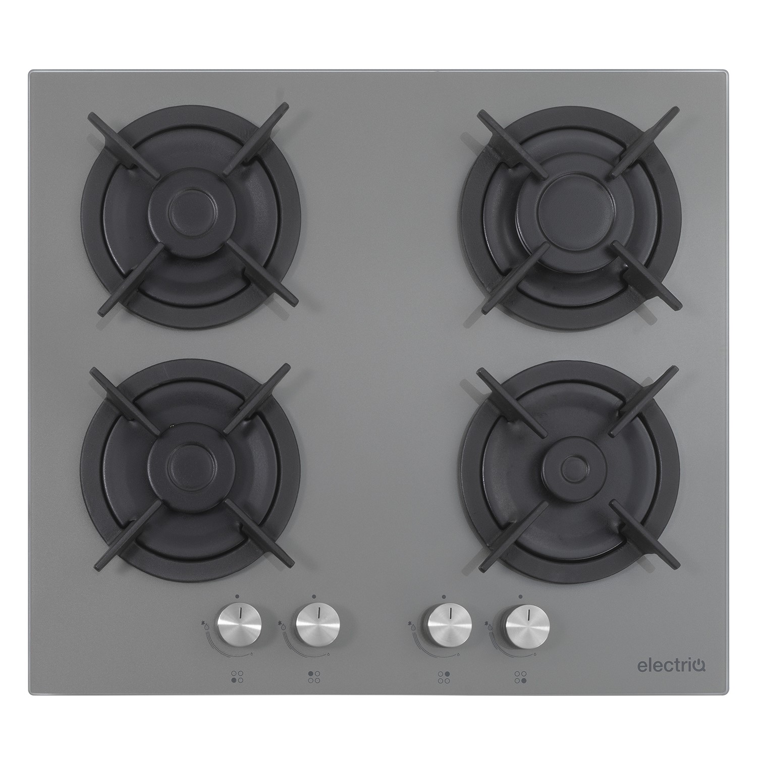 Refurbished electriQ EQGH604LG 60cm Gas on Glass 4 Burner Gas Hob Grey