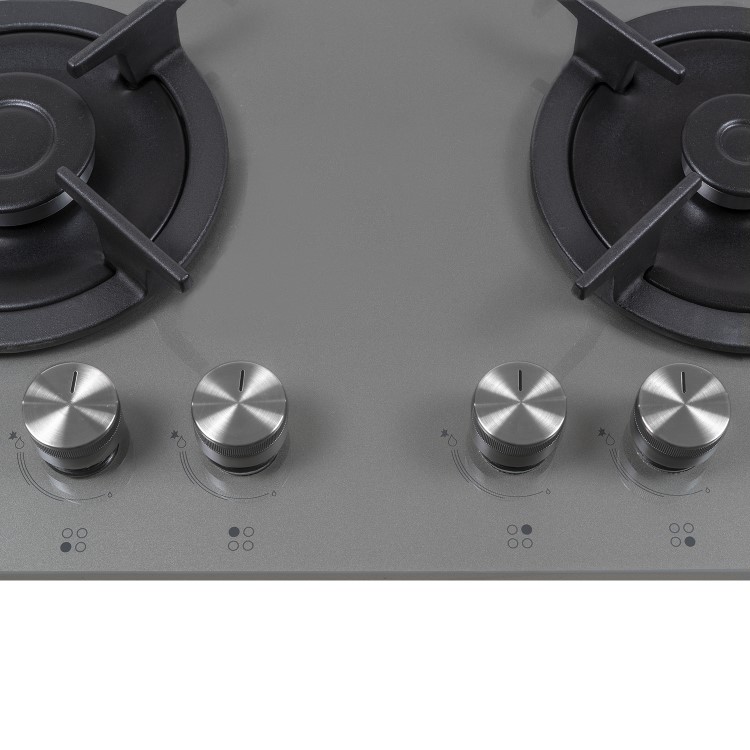 electriQ 60cm Gas on Glass 4 Burner Gas Hob - Lunar Grey