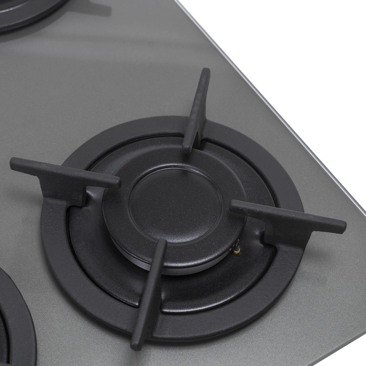 electriQ 60cm Gas on Glass 4 Burner Gas Hob - Lunar Grey