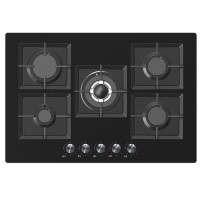electriQ 75cm 5 Burner Gas on Glass Hob - Black electriQ 75cm 5 Burner Gas on Glass Hob - Black