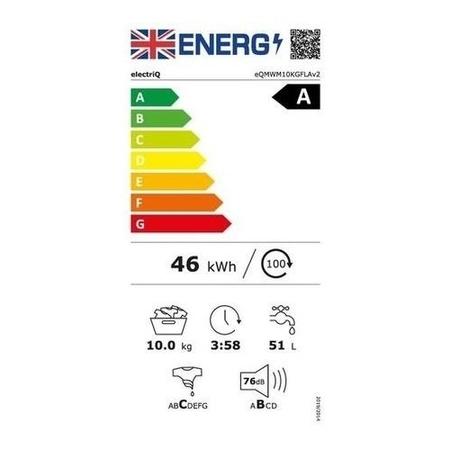 electriQ 10kg 1400rpm Washing Machine - Quiet A-Rated - White