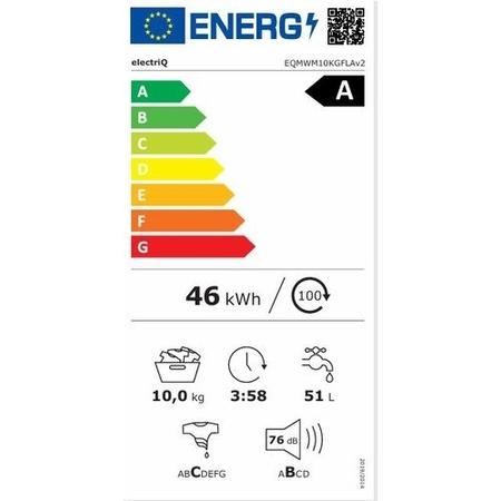 electriQ 10kg 1400rpm Washing Machine - Quiet A-Rated - White