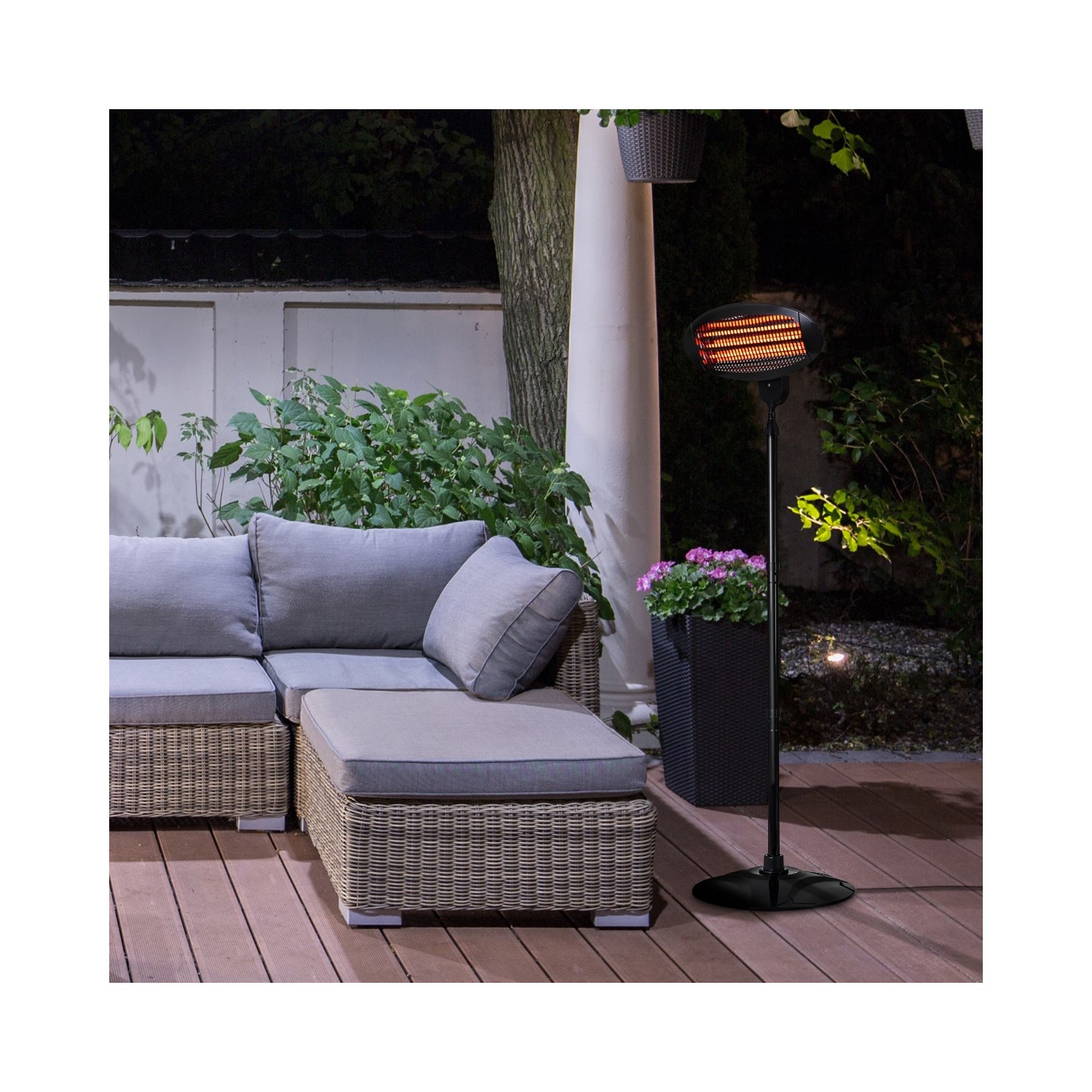 electrIQ Freestanding Electric Patio Heater - 2kW with 3 Heat Settings