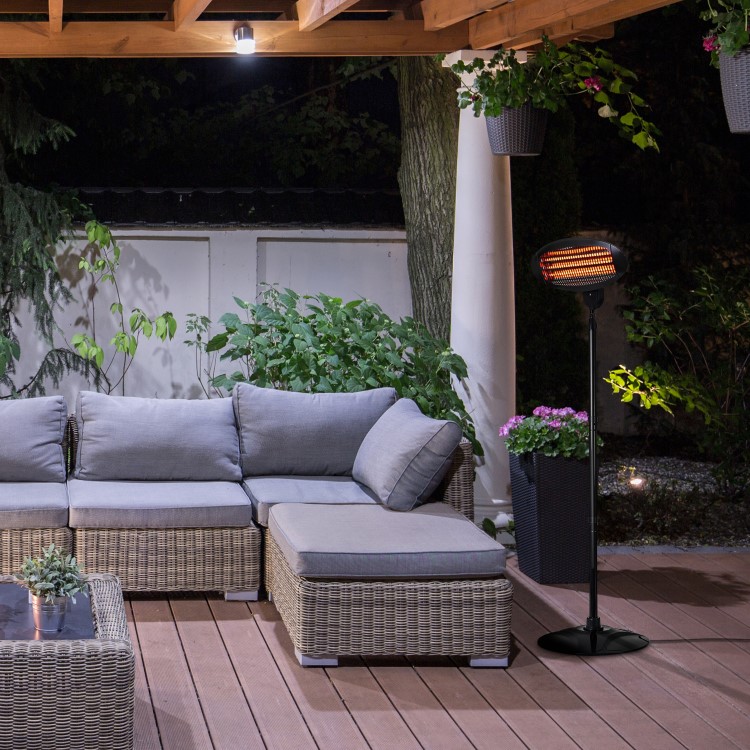 Refurbished electrIQ EQODETALL Freestanding Electric Patio Heater 2kW with 3 Heat Settings