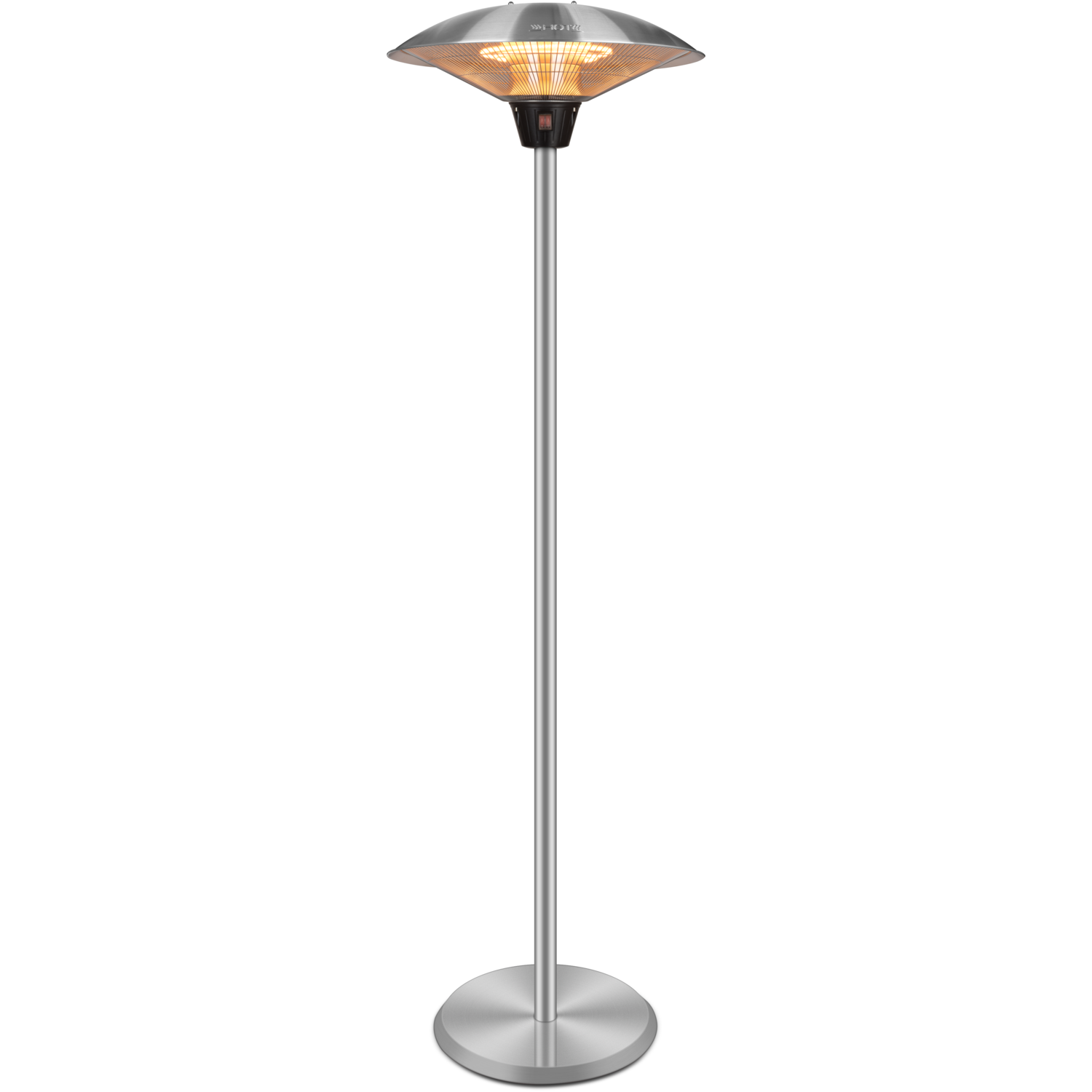 electriQ Mushroom Style Electric Infrared Patio Heater - 2.1kW with 3 Heat Settings in Silver