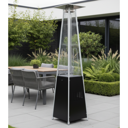 electriQ Pyramid Flame Tower Gas Patio Heater - Black