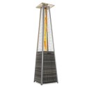 EQODHFLGR electriQ Pyramid Flame Tower Outdoor Gas Patio Heater - Grey Rattan