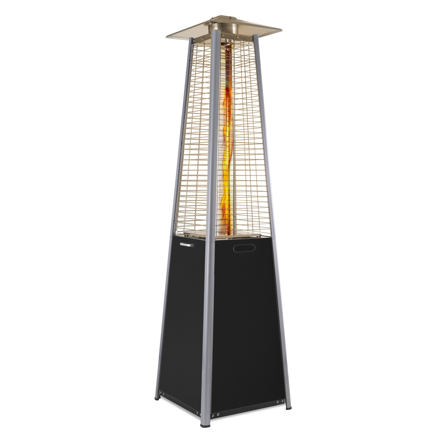 Pyramid Flame Tower Outdoor Gas Patio Heater - Black with Free Cover