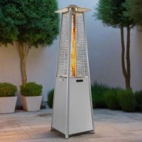 electriQ Pyramid Flame Tower Outdoor Gas Patio Heater - Stainless Steel electriQ Pyramid Flame Tower Outdoor Gas Patio Heater - Stainless Steel