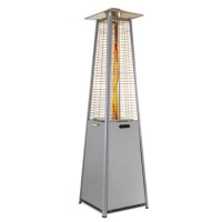 Refurbished Pyramid Flame Tower Outdoor Gas Patio Heater - Stainless Steel with Free Cover