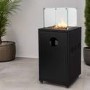 electriQ Glass Flame Gas Patio Heater With Glass Stones - Black