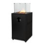 electriQ Glass Flame Gas Patio Heater With Glass Stones - Black