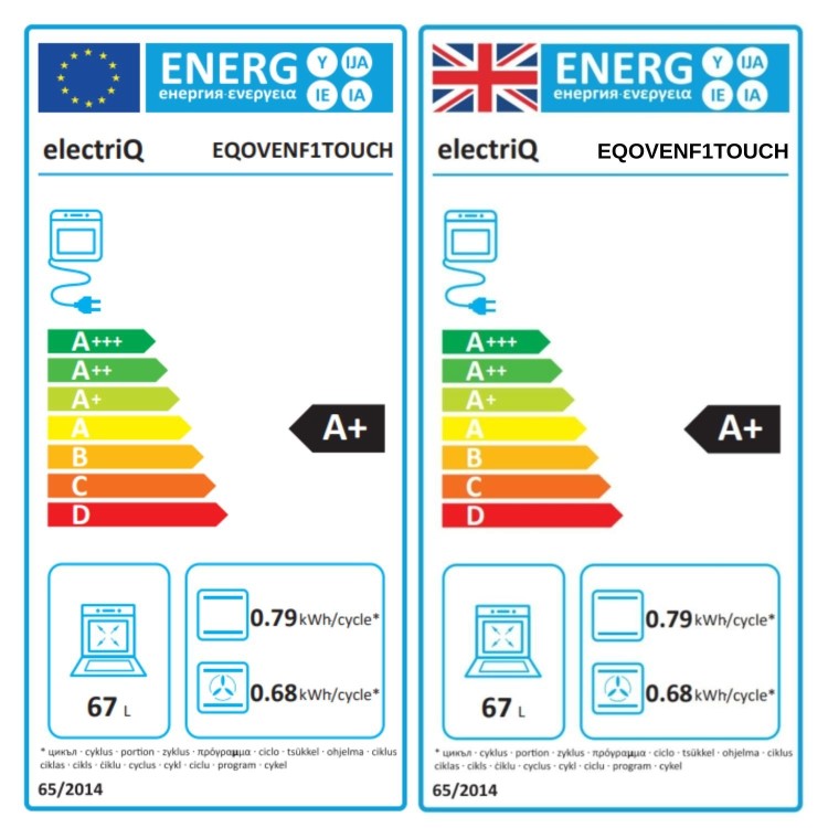 electriQ Electric Single Oven with Touch Controls - Black