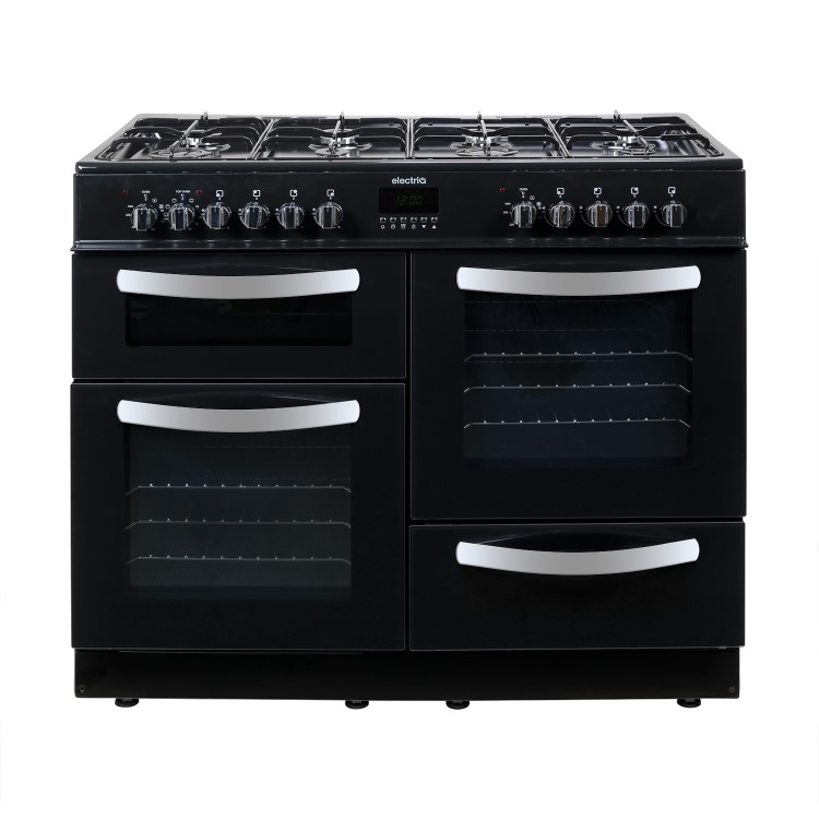 GRADE A2 - electriQ 100cm Dual Fuel Range Cooker - Black