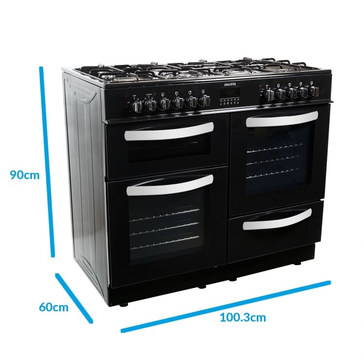 GRADE A2 - electriQ 100cm Dual Fuel Range Cooker - Black