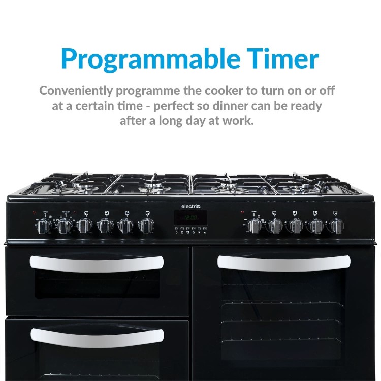 GRADE A2 - electriQ 100cm Dual Fuel Range Cooker - Black