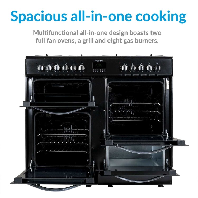 GRADE A2 - electriQ 100cm Dual Fuel Range Cooker - Black