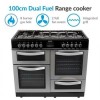 Refurbished electriQ EQRANGE100SS 100cm Dual Fuel Double Oven Range Cooker Stainless Steel