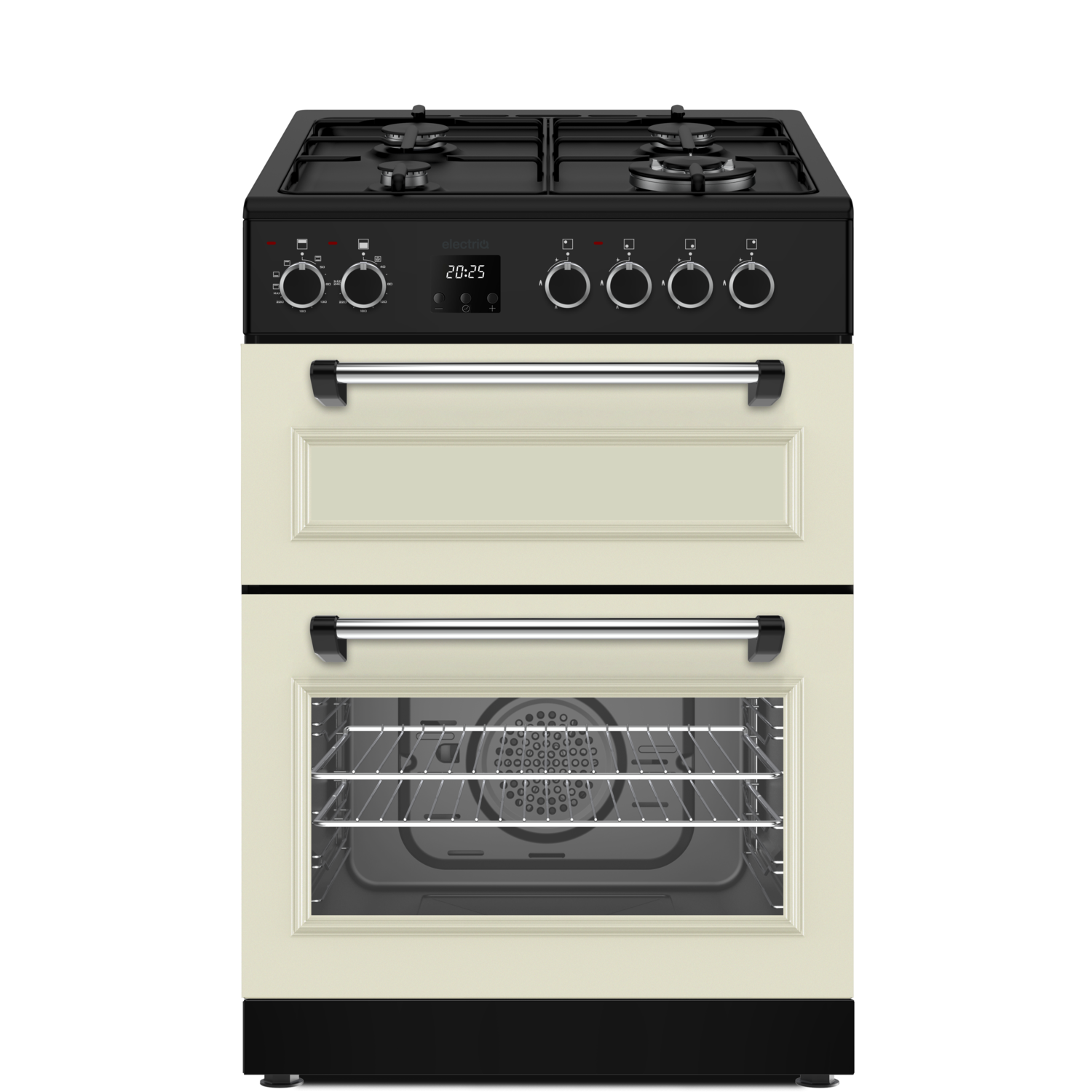 electriQ 60cm Double Oven Dual Fuel Cooker - Cream