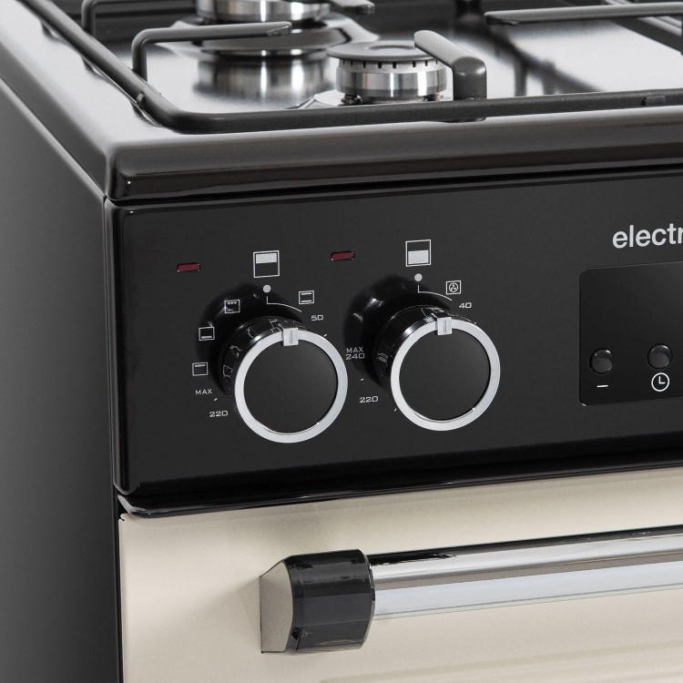electriQ 60cm Double Oven Dual Fuel Cooker - Cream