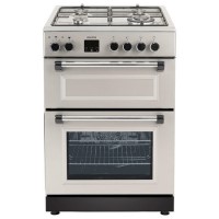 electriQ 60cm Double Oven Dual Fuel Cooker - Silver