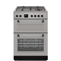 electriQ 60cm Double Oven Dual Fuel Cooker - Silver