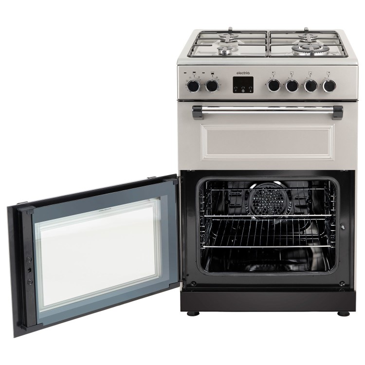 electriQ 60cm Double Oven Dual Fuel Cooker - Silver