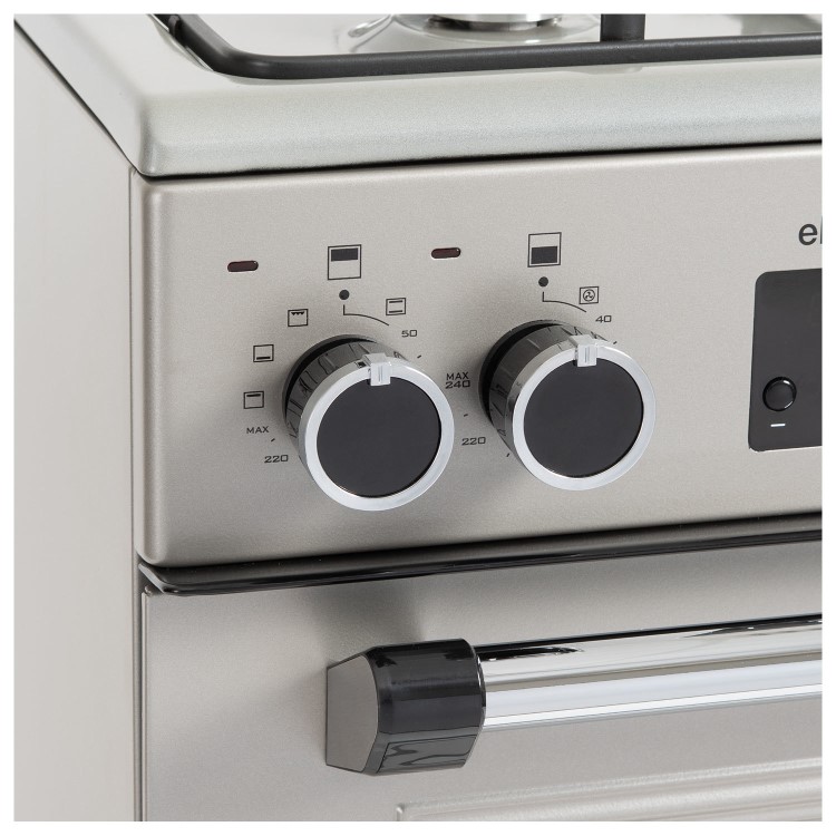 electriQ 60cm Double Oven Dual Fuel Cooker - Silver