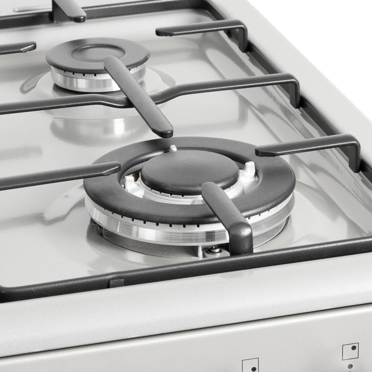 electriQ 60cm Double Oven Dual Fuel Cooker - Silver