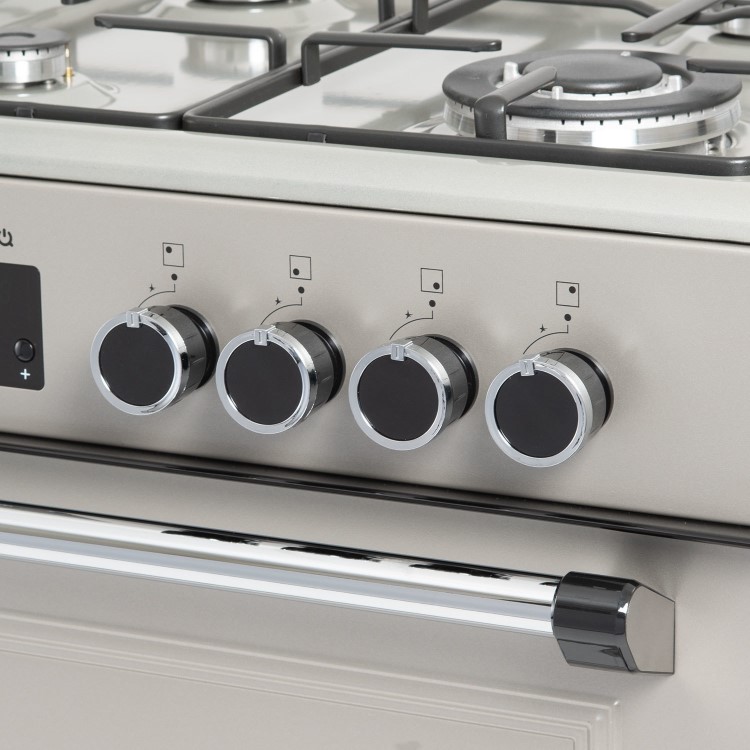 electriQ 60cm Double Oven Dual Fuel Cooker - Silver
