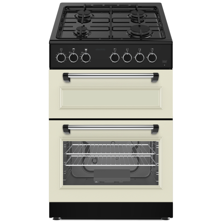 electriQ 60cm Double Oven Gas Cooker - Cream