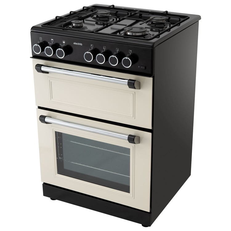 electriQ 60cm Twin Cavity Gas Cooker - Cream