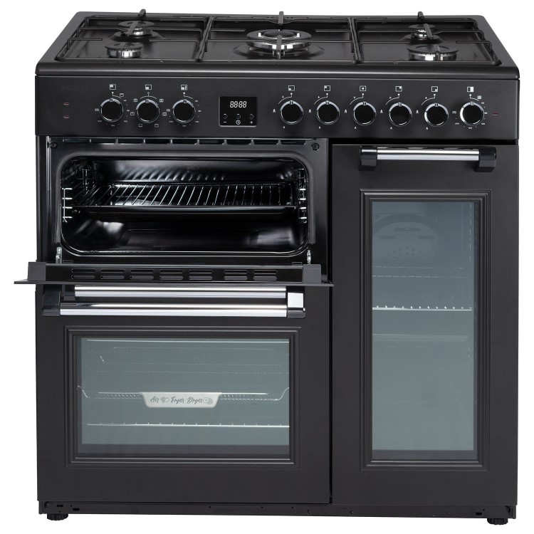electriQ 90cm Triple Cavity Dual Fuel Range Cooker - Black
