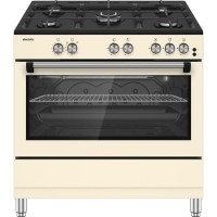 electriQ 90cm Single Oven Gas Range Cooker - Cream