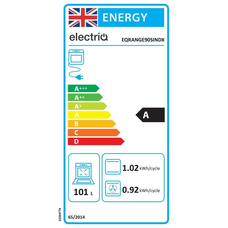 Refurbished electriQ EQRANGE90SINDX 90cm Single Cavity Induction Range Cooker Stainless Steel