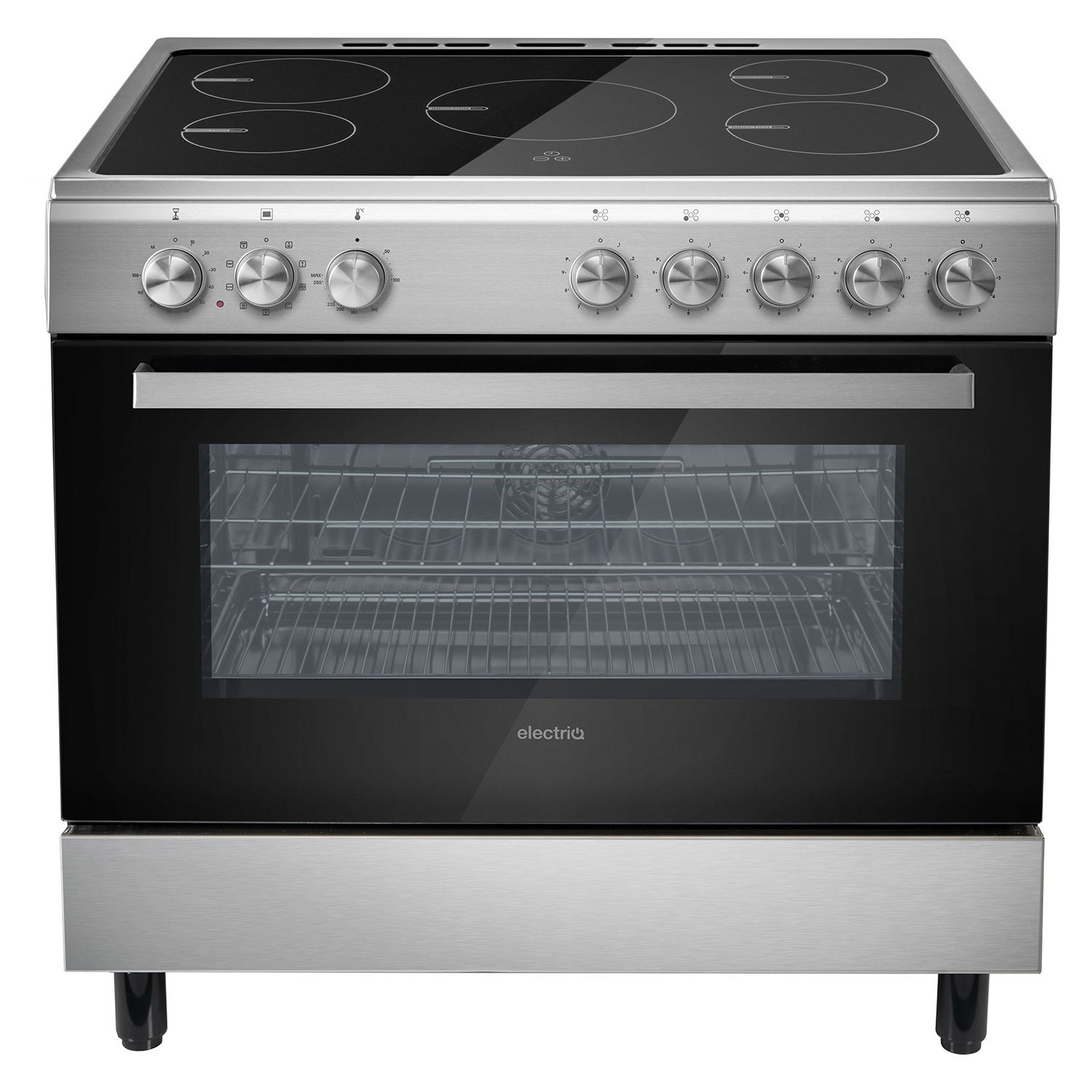 electriQ 90cm Single Cavity Induction Range Cooker Stainless Steel EQRANGE90SINDX Appliances Direct