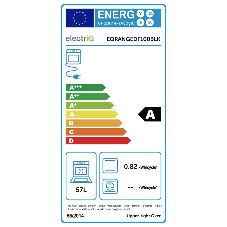 Refurbished electriQ EQRANGEDF100BLK 100cm Dual Fuel Range Cooker Black